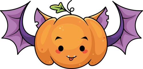Pumpkin Bat for Halloween Cartoon Illustration