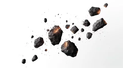 Fototapete Rund swarm of asteroids isolated on white background © Yzid ART