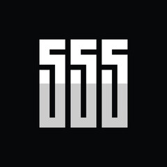 Abstract letter 555 logo template, number 555 or triple five logo monogram, white on black background