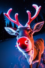 Reindeer with glowing red nose 
