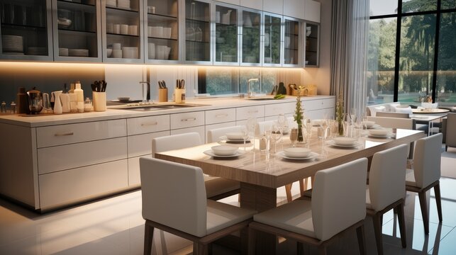 Modern kitchen diner at home.