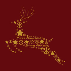 Christmas background. Christmas deer, Greeting card, banner, poster, holiday cover, header