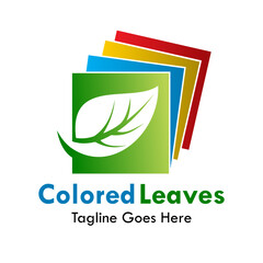 Colored leaves design template illustration