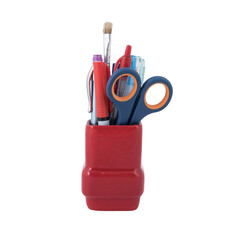 some stationery items in a pen holder