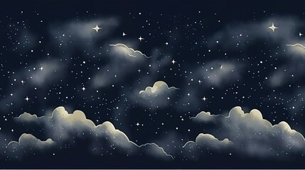 Obraz na płótnie Canvas Seamless pattern of the night sky with gold foil con