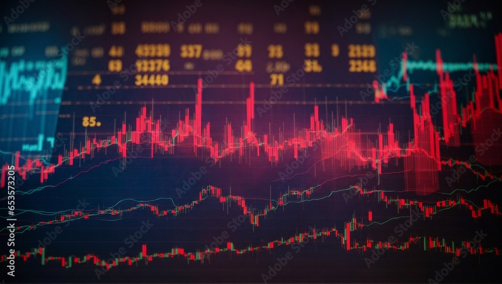 Poster perspective on the growth of the stock market business investment and data concepts with digital fin