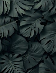 Abstract black leaf texture for tropical leaf background. Flat lay. Dark nature concept. Tropical leaf. Digital.