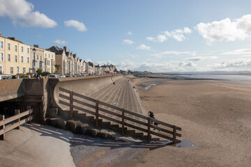 Coastline along Burnham-on-Sea, UK.