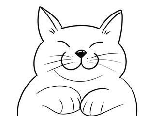 white fat cartoon cat The big man smiled happily.

