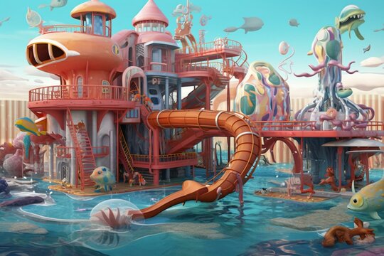 Aquatic playground. Generative AI © Amalthea
