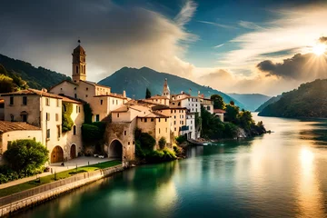 Foto op Canvas sunset over the river arno © Abubakr