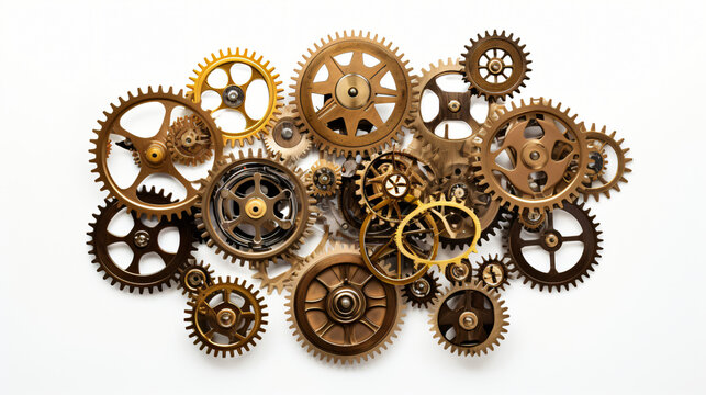 Metal collage of clockwork gears