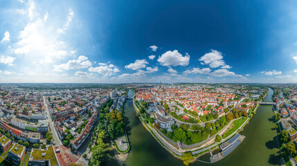 Ulm & Neu-Ulm im Luftfbild, 360° Rundblick über die Zweilandstadt an der Donau
