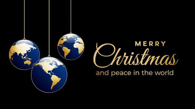 Christmas in the world, animated illustration for postcard or greeting.