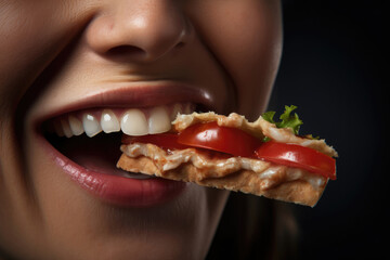 Woman eating close-up