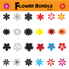 Flower icons hand drawn  bundle vector design