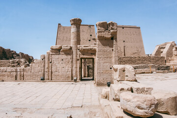 Ornate Details of an Egyptian Temple Facade. Egypt Summer Travel