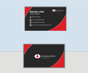 double-sided creative and modern business card template. vector illustration red print modern card design