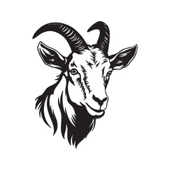 Goat head logo detailed silhouette vector