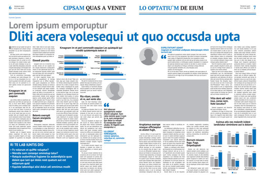 Newspaper design template with blue headline