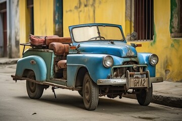 Three-wheeler in Cuba (Caribbean). Generative AI