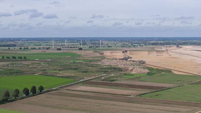 Site of former village Immerath, Germany demolished for Garzweiler Coal mine, Aerial view