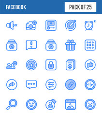 25 Facebook Two Color icons pack. vector illustration.