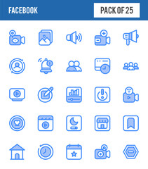 25 Facebook Two Color icons pack. vector illustration.