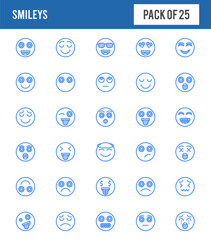 25 Smileys Two Color icons pack. vector illustration.
