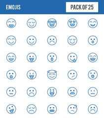 25 Emojis Two Color icons pack. vector illustration.