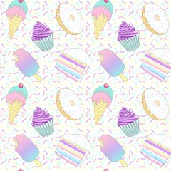 Sweets seamless pattern, ice cream seamless pattern