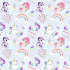 Cute unicorn seamless pattern