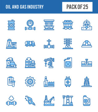 25 Oil and Gas Industry Two Color icons pack. vector illustration.