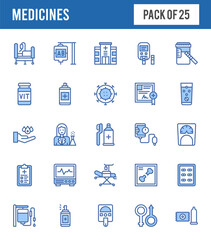 25 Medicines Two Color icons pack. vector illustration.