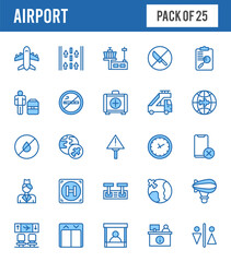 25 Airport Two Color icons pack. vector illustration.