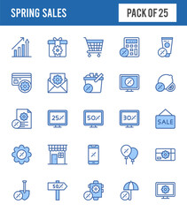 25 Spring Sales Two Color icons pack. vector illustration.