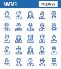 25 Avatar Two Color icons pack. vector illustration.