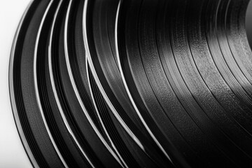 Vinyl record close-up. Abstract background for design. Black and white. - 653584609