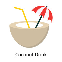 Coconut Drink vector Flat Icon Design illustration. Symbol on White background EPS 10 File 