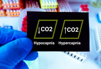 Hypocapnia (Low carbon di oxide level) and Hypercapnia (High carbon di oxide level) term, medical...