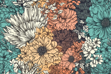 Pattern Watercolor vector art painting illustration flower pattern. textile, ornamental, ornate, hand-drawn, drapery, curl, watercolor, trendy, painting, repeat, fancy, elements, diverse, deco, stain