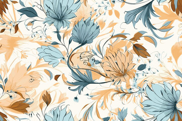 Pattern Watercolor vector art painting illustration flower pattern. textile, ornamental, ornate, hand-drawn, drapery, curl, watercolor, trendy, painting, repeat, fancy, elements, diverse, deco, stain