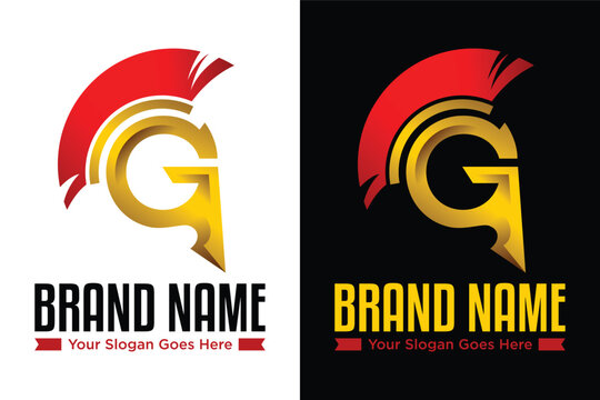 Guardian With G Letter. Abstract Spartan Warrior illustration logo design