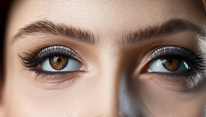 Naklejka premium close-up macro shot of female eyes with make-up