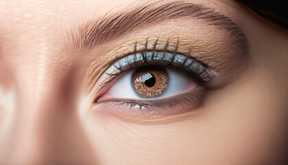 Naklejka premium close-up macro shot of female eyes with make-up