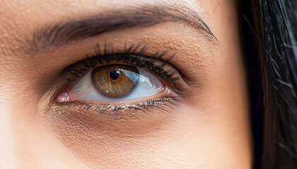 close-up macro shot of female eyes with make-up