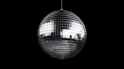 Silver disco ball on black background