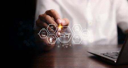 Male and female student icons. Education concept for success.