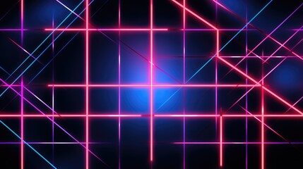 Fototapeta premium Abstract glowing neon colorful background. Digital geometric cyber Monday, black Friday sale&nbsp;design concept. Futuristic geometry neon glow light illustration..