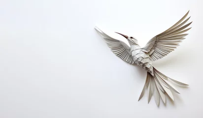 Foto op Plexiglas white dove bird paper origami with copy space © Shiina shiro111